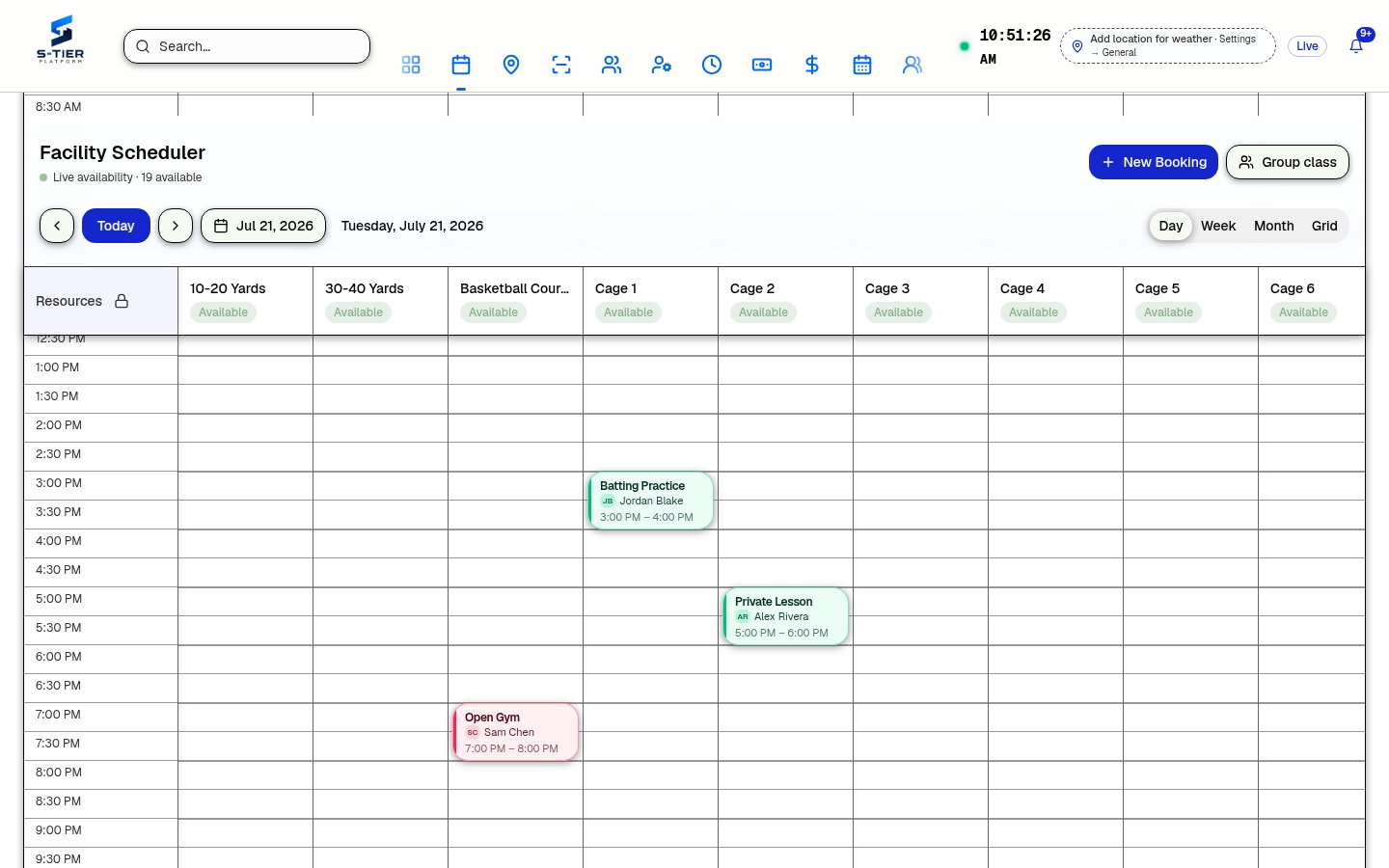 Facility scheduler on desktop